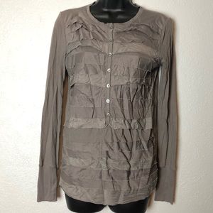 Ann Taylor LOFT long sleeve ruffle shirt blouse XS